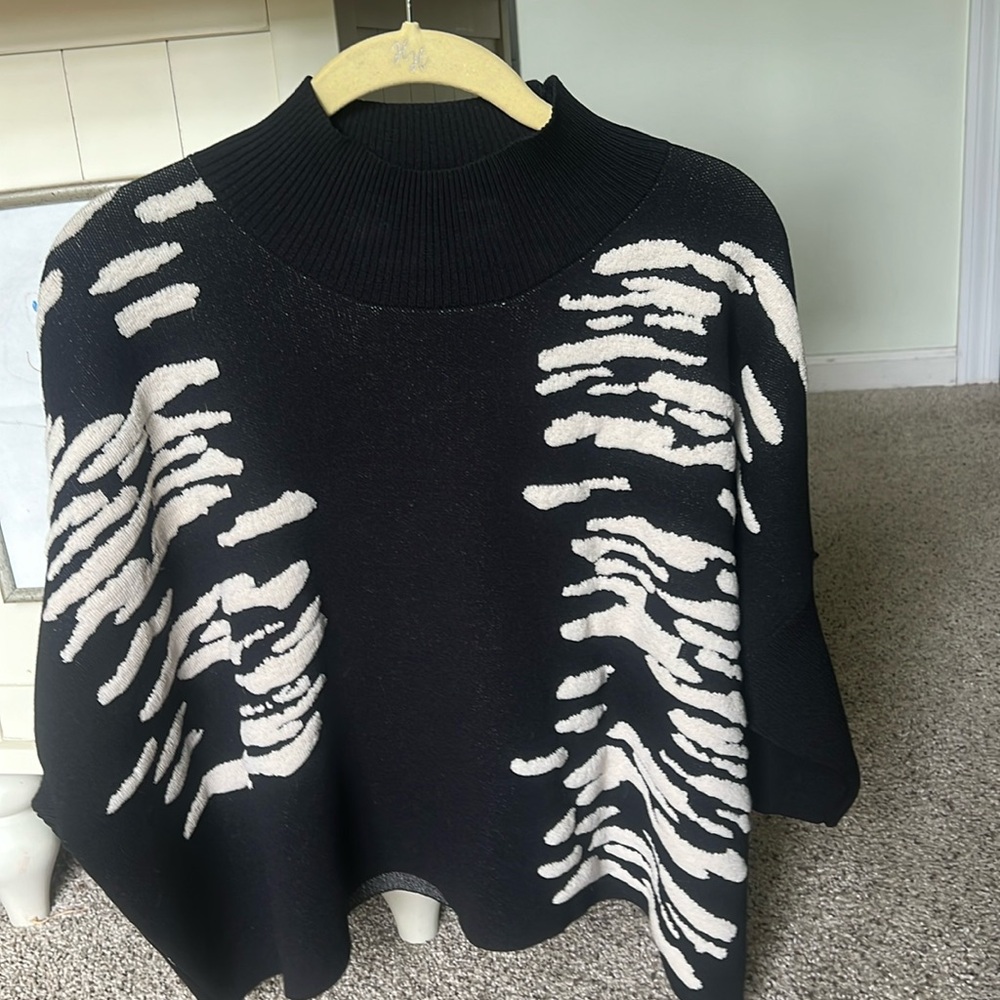 Black and white drapey sweater